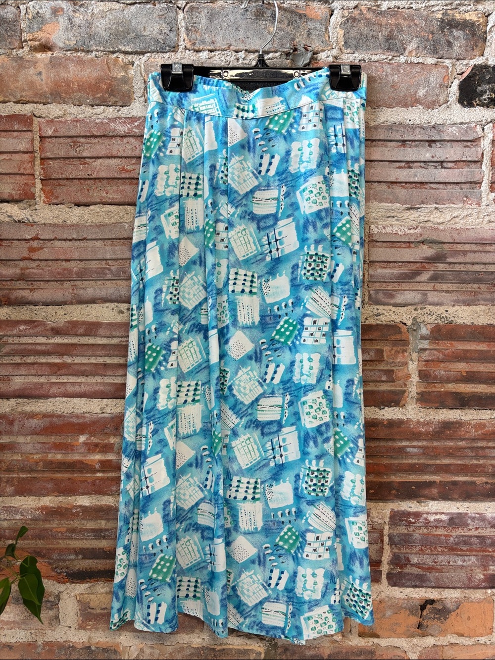 Vintage 90’s Blue and White Printed Midi Skirt